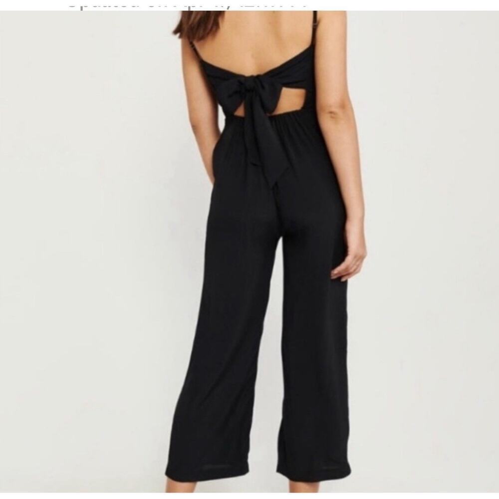 Abercrombie And Fitch Jumpsuit Black Straps With Tie Back Size L